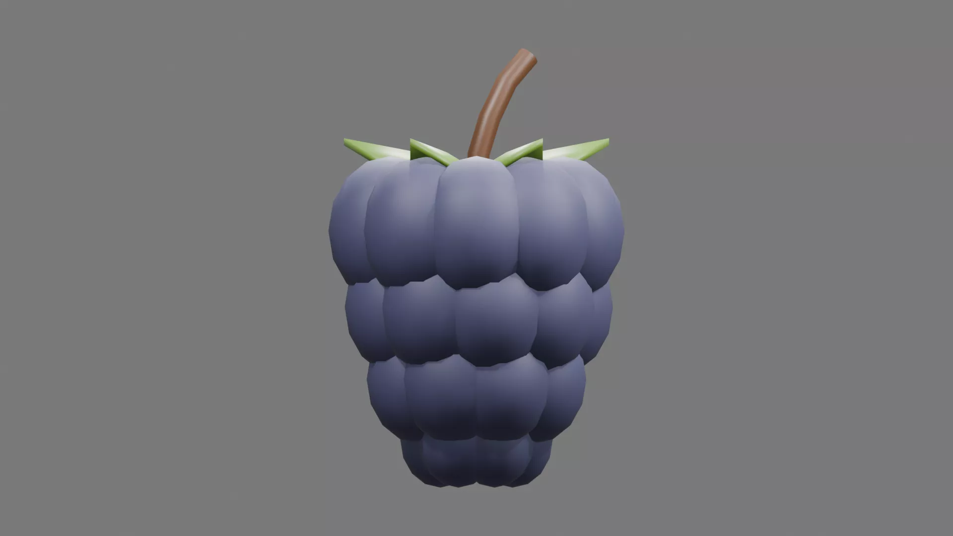 Deep Blue Raspberry with Curved Stem Low-poly 3D model