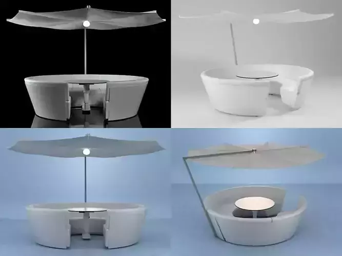 Kosmos table and chairs with umbrella