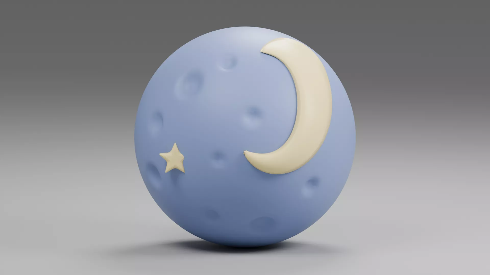 Blue Moon Sphere with Crescent and Star Low-poly 3D model