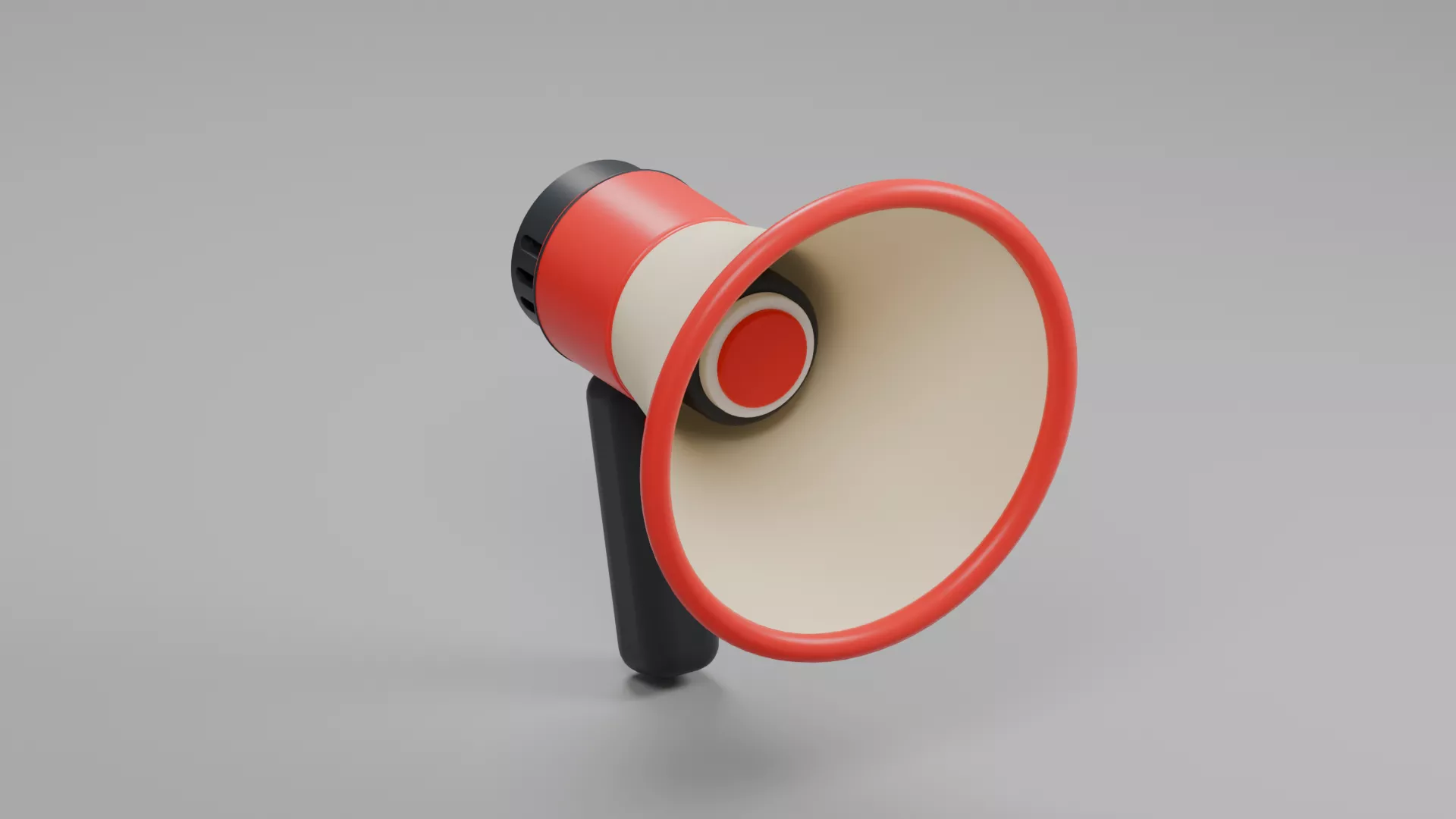 Red Megaphone with Cream Horn and Dark Grip Low-poly 3D model