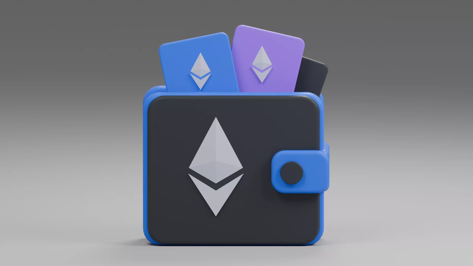 Blue Crypto Wallet with Token Cards Low-poly 3D model