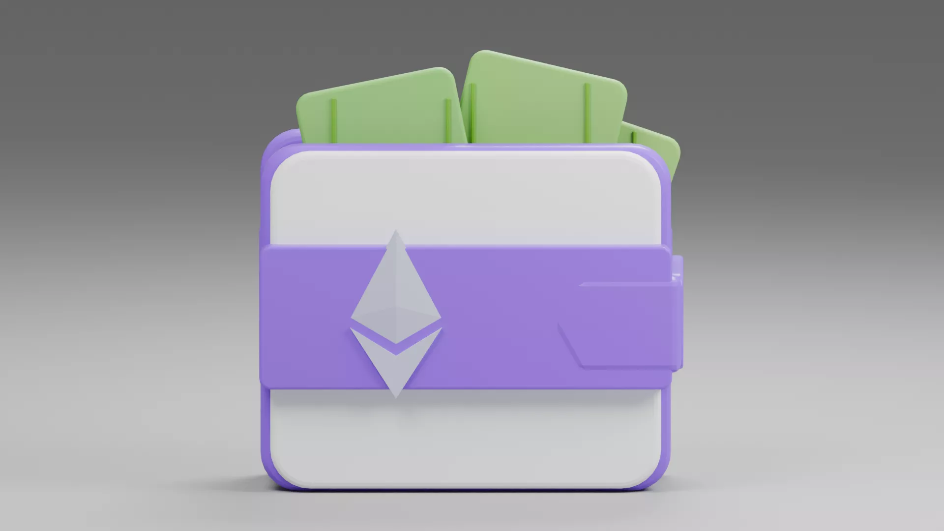 Lavender Digital Wallet with Ethereum Emblem Low-poly 3D model