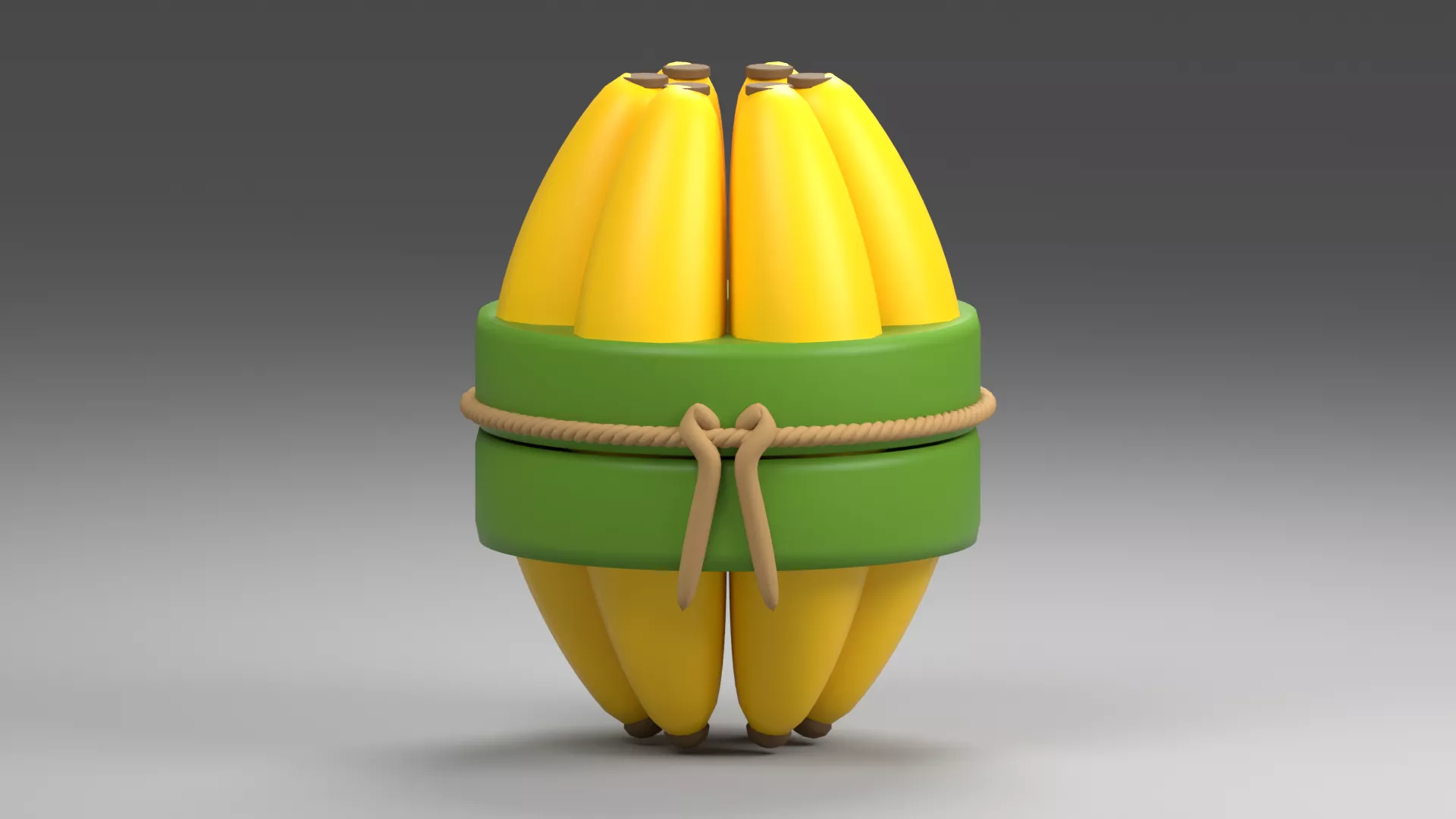 Compact Banana Bundle with Green Wrap Low-poly 3D model