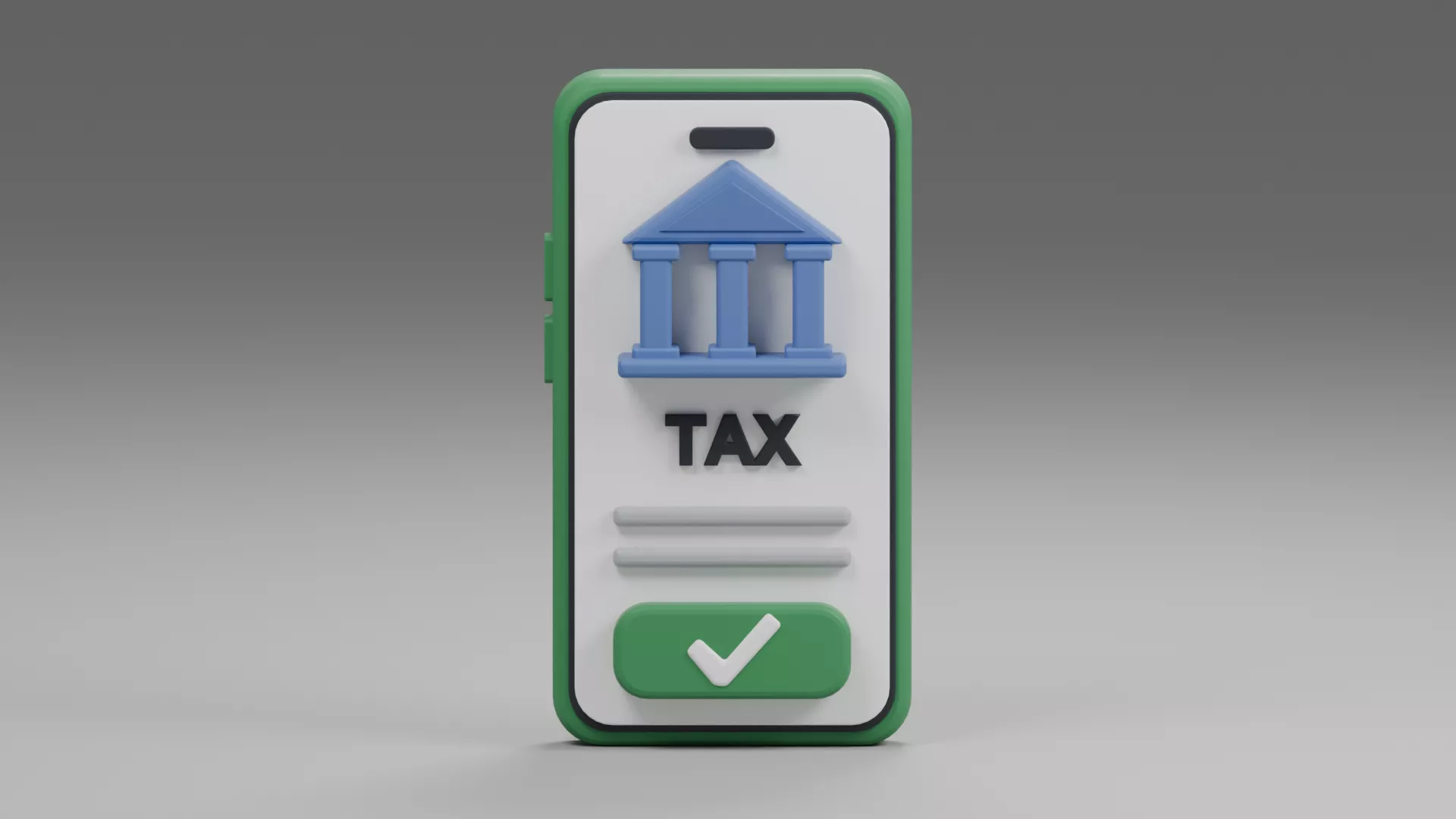 Green Smartphone Tax Payment Icon Low-poly 3D model