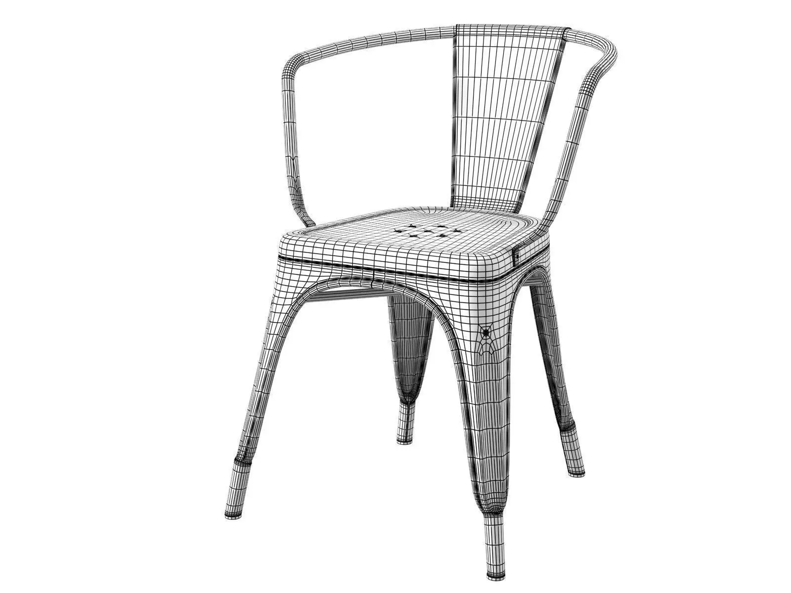 A56 two metal chairs in gold and copper 3D model_2