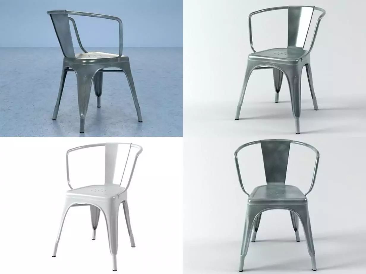 A56 two metal chairs in gold and copper 3D model_1