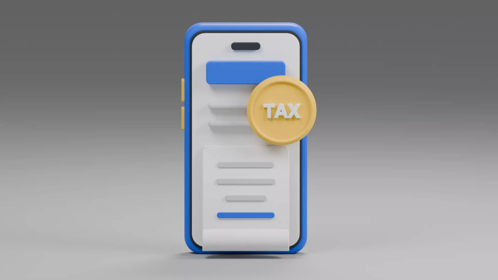 Mobile Tax Document with Gold Badge Low-poly 3D model