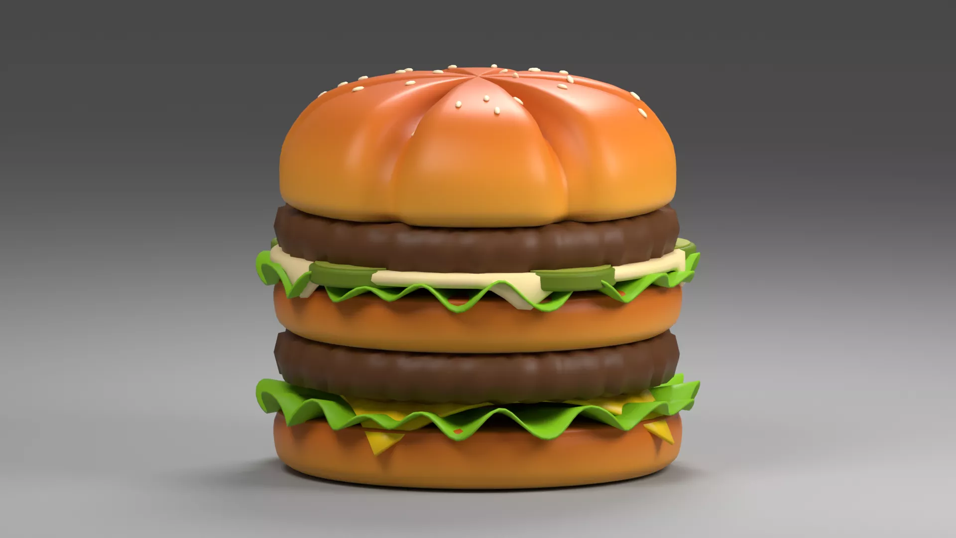 Double Layer Burger with Ridged Bun Low-poly 3D model