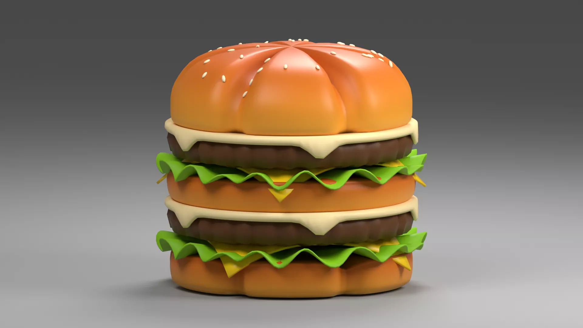 Tall Lettuce Burger with Golden Crown Bun Low-poly 3D model