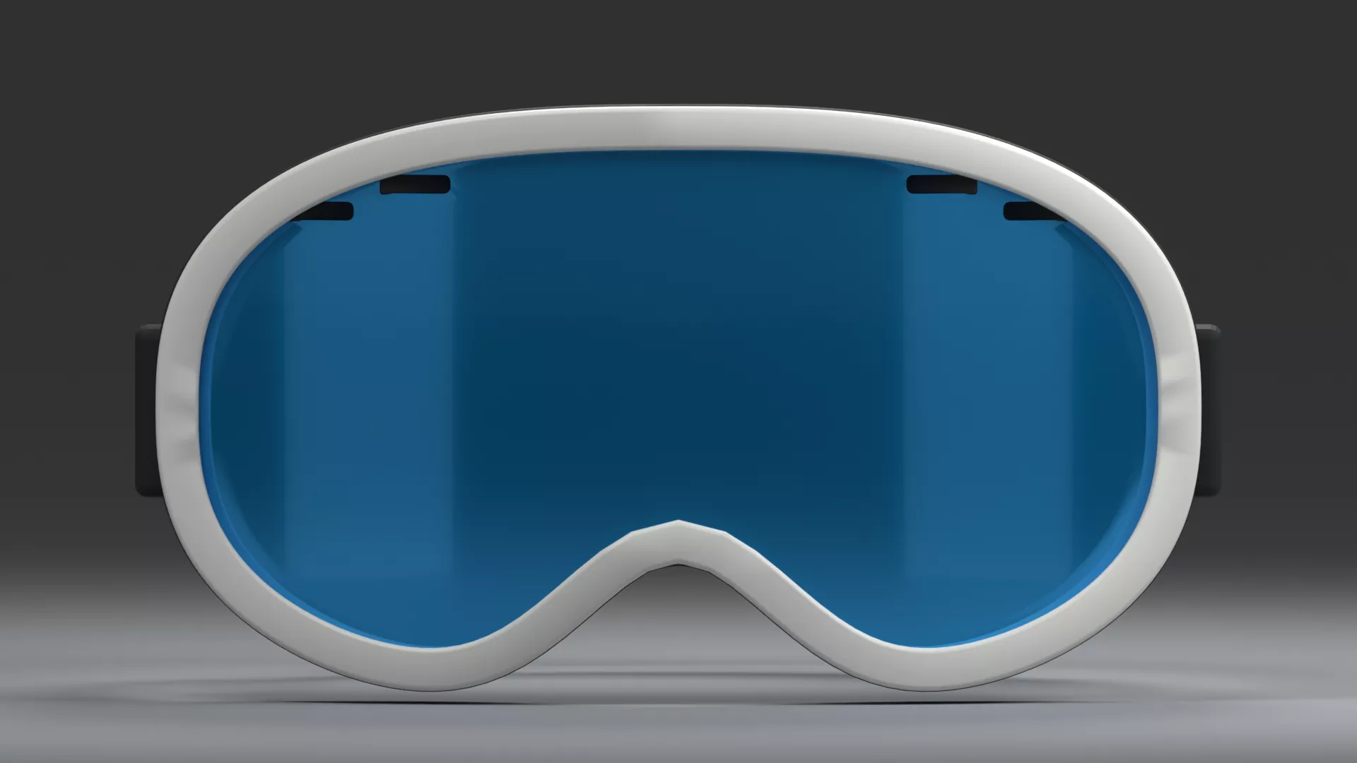 White Rim Ski Goggles with Blue Lens Low-poly 3D model