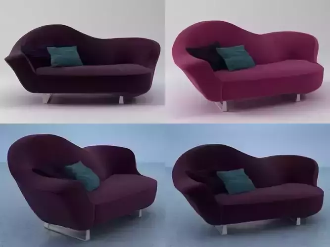 Aubergine four different colored sofas 3D model