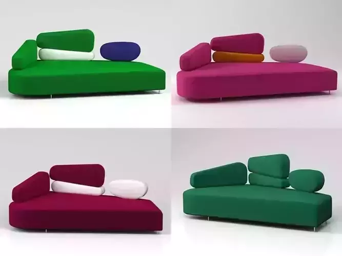 Mosspink four different colored sofas 3D model