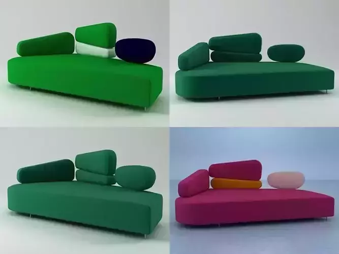 Mosspink four different colored sofas