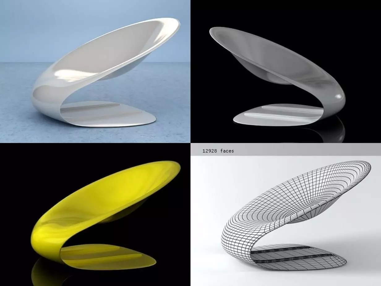 Disk four different chairs 3D model_0