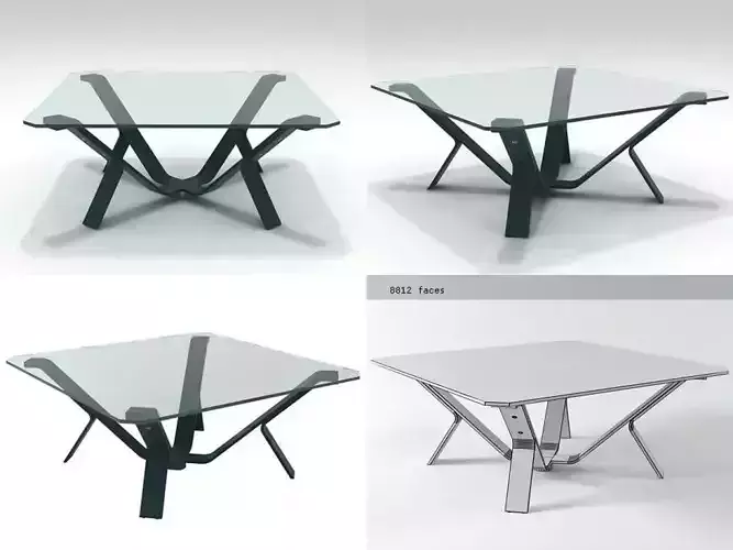 Styx four different tables with glass tops 3D model