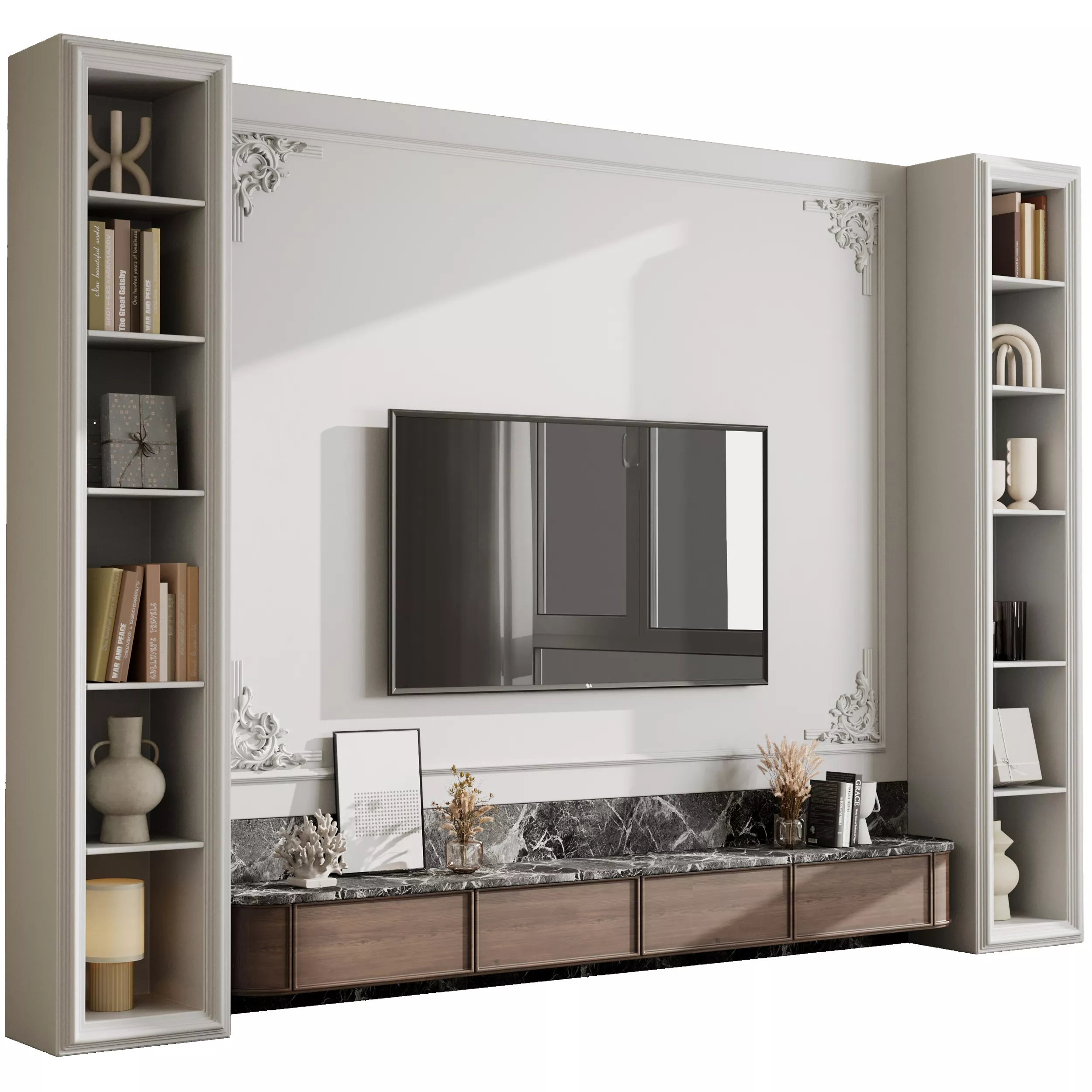TV Wall set 47 - Classic Wall Panel Decor 3D model