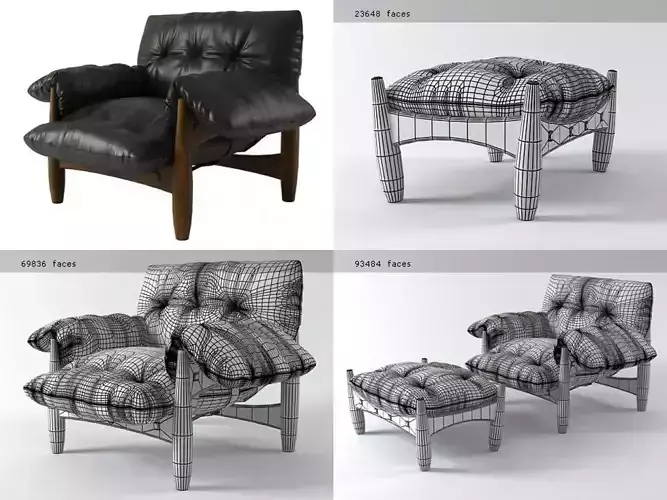 Mole leather lounge chair and ottoman