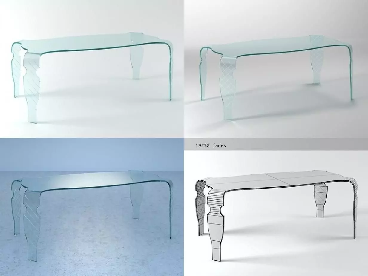 Irony four different glass tables 3D model