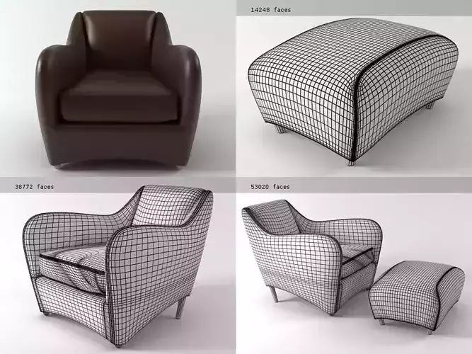 Balzac Armchair and Ottoman