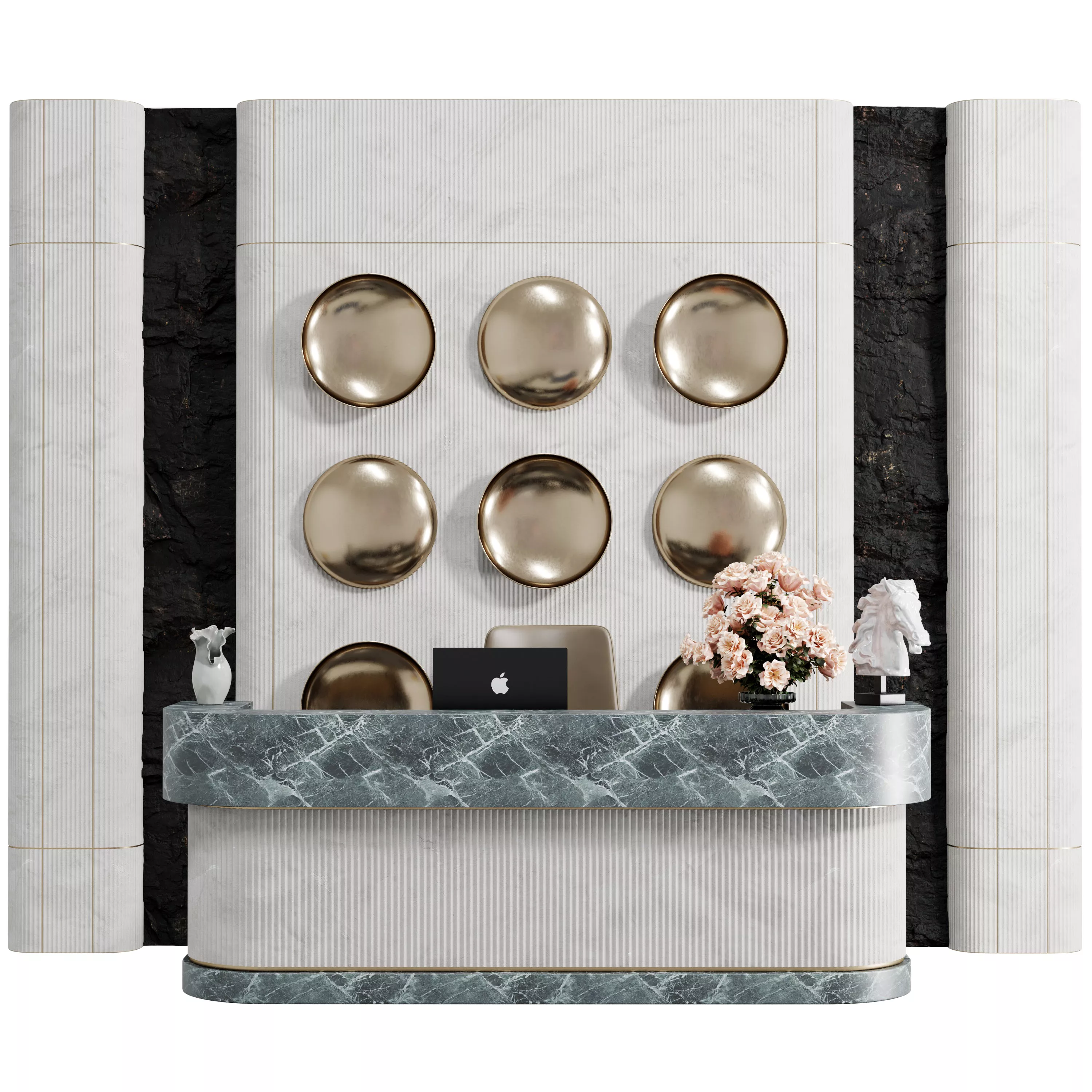 Reception Desk and Wall Decor - office furniture 96 3D model