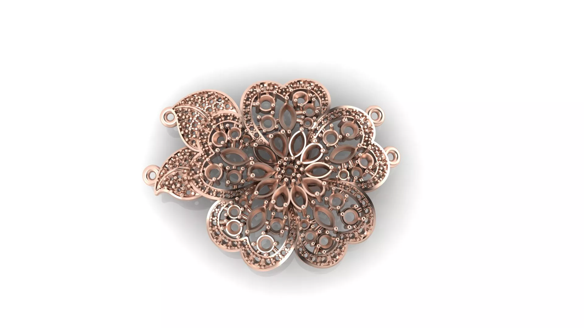 Rose Gold Filigree Flower Lace Motif Jewelry Element 3D print model