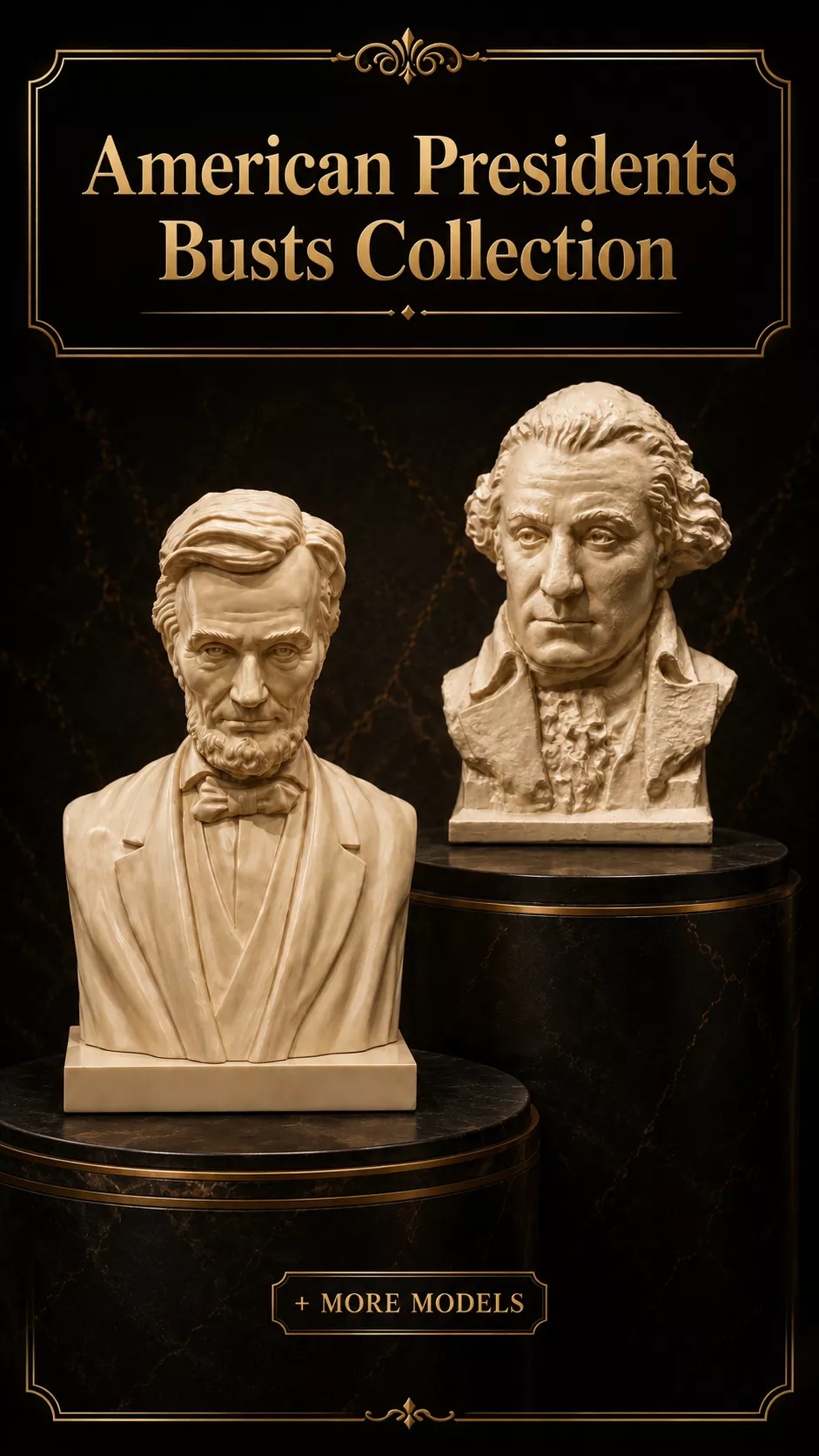Famous American Presidents Busts Collection 3D print model