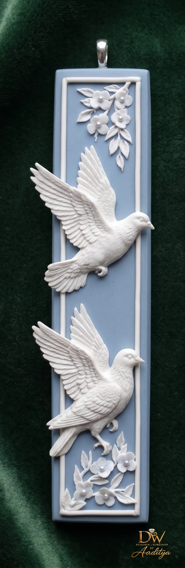 Flying Dove Floral Bar Pendant 3D print model