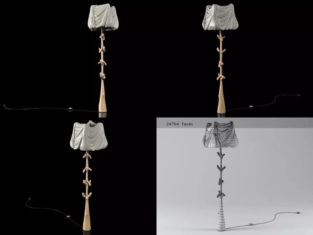 Muletas four different lamps and lamp shade 3D model_1