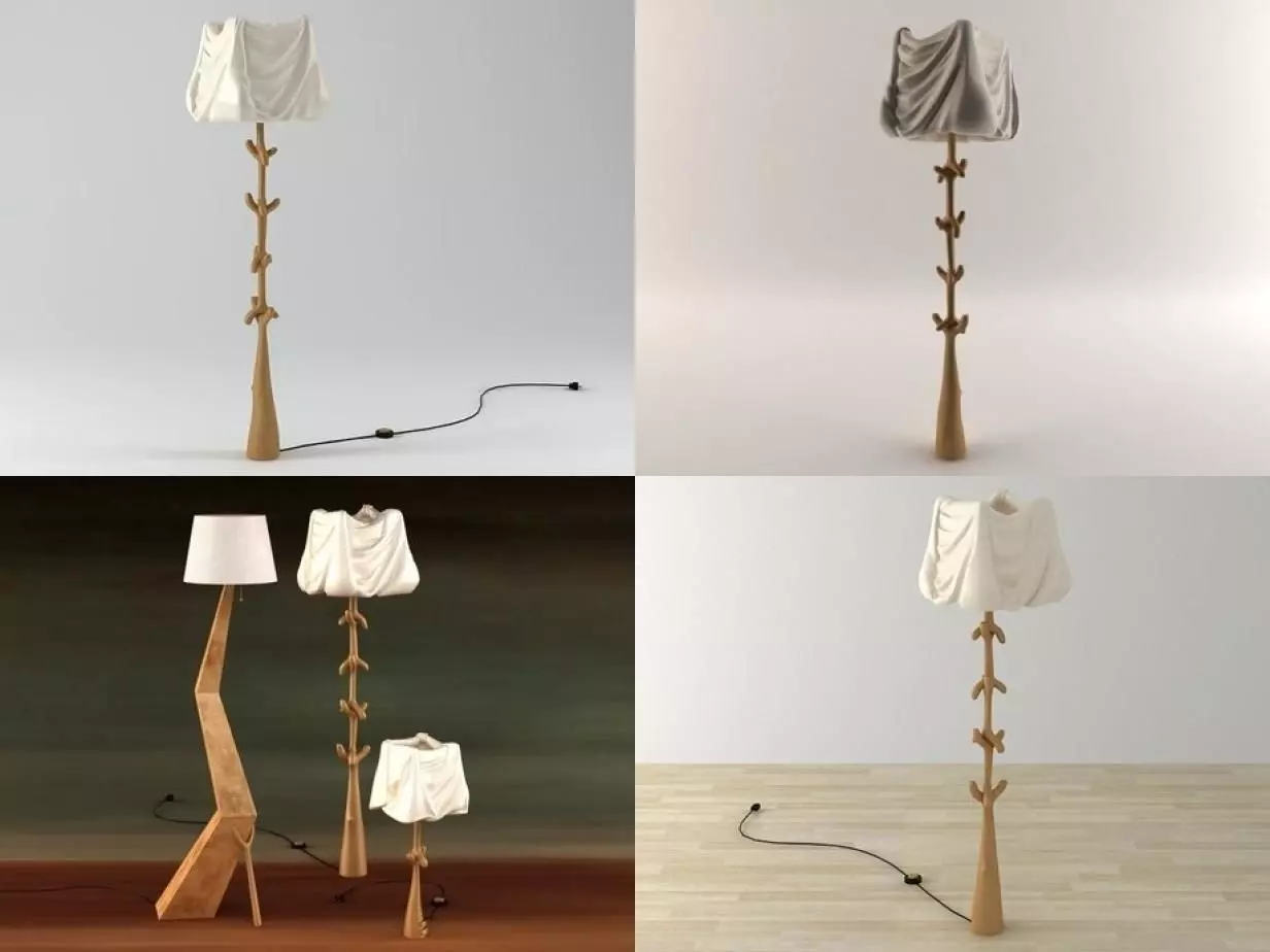 Muletas four different lamps and lamp shade 3D model_0