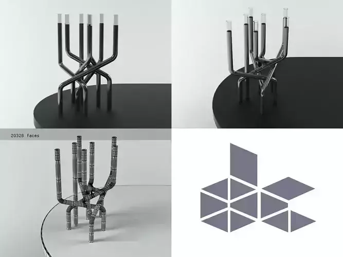 Mistic menorah designed 3D model