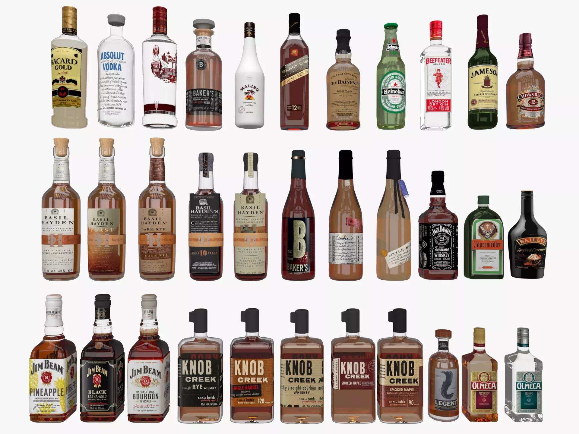 Alcohol bottles 3D model