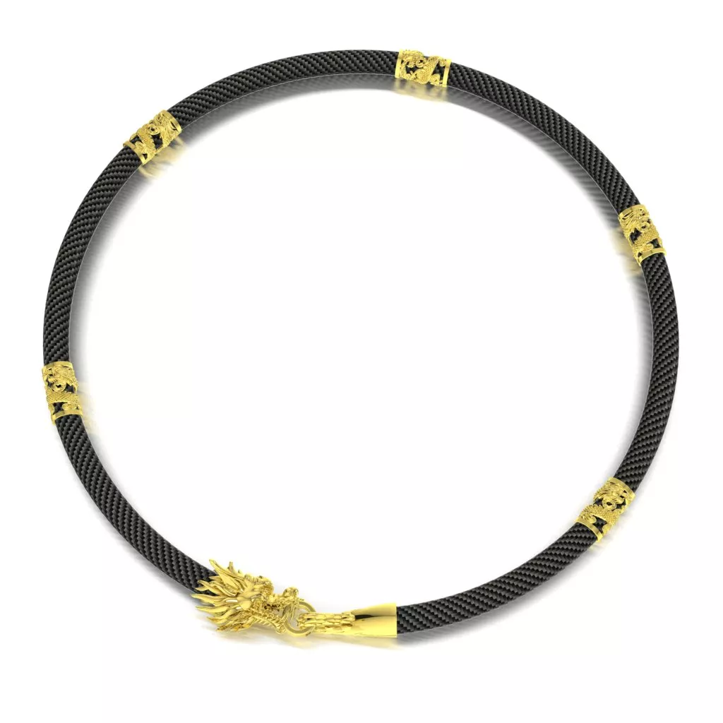 18K Gold Chinese Dragon Cord End Caps for Leather Cord 308a 3D print model