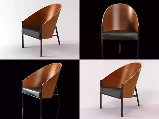Pratfall wooden chair in four different views