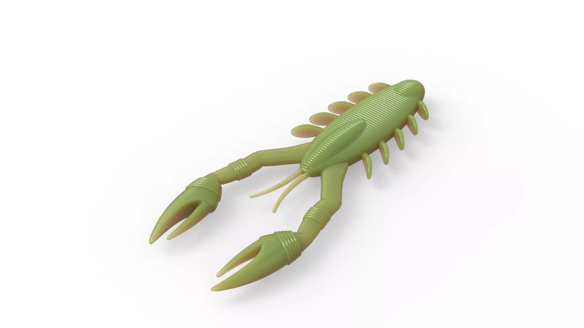 Soft Fishing Lure - Flat-shaped Ribbed Craw 115mm 3D print model