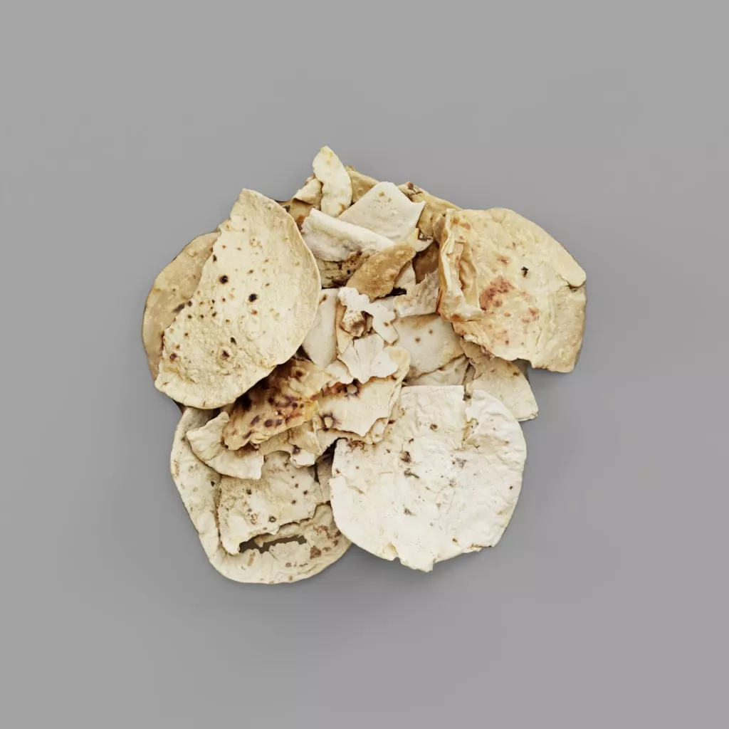 Stack of Dried Roti Flatbreads Low-poly 3D model
