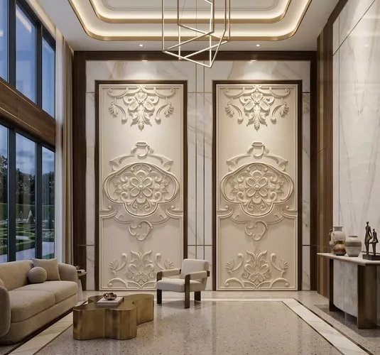 Classic Ornamental Floral Wall Panel STL MAX RLF OBJ
