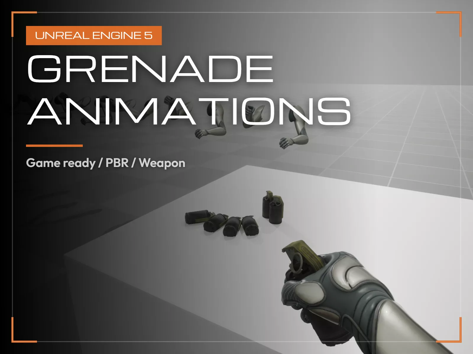 First Person Grenade Animations and Rigged Weapon Model 3D Model Low-poly 3D model