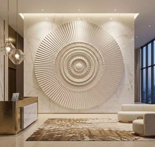 Parametric Circular Sunburst Wall Panel STL MAX RLF OBJ