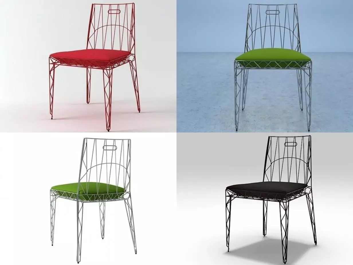 Naked wire chair 3D model_1