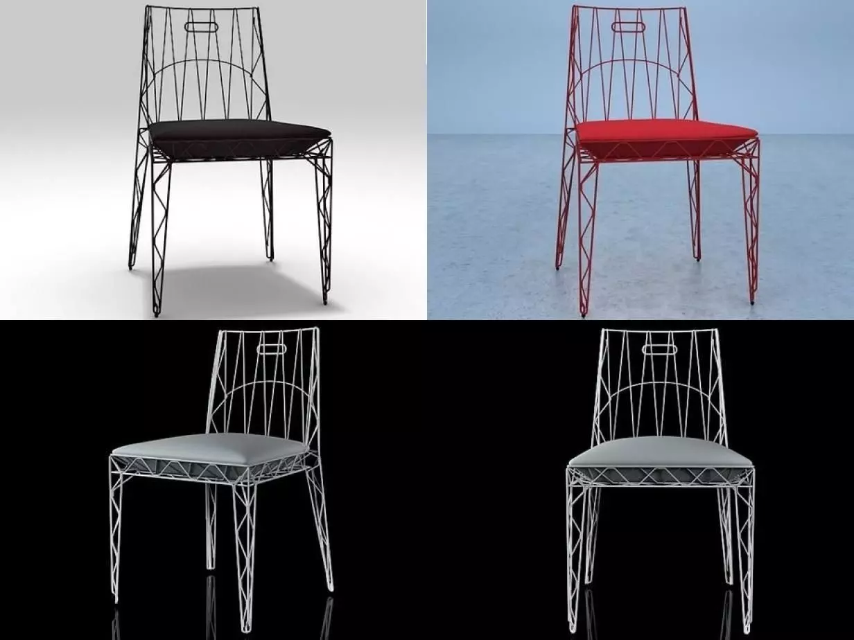Naked wire chair 3D model_2
