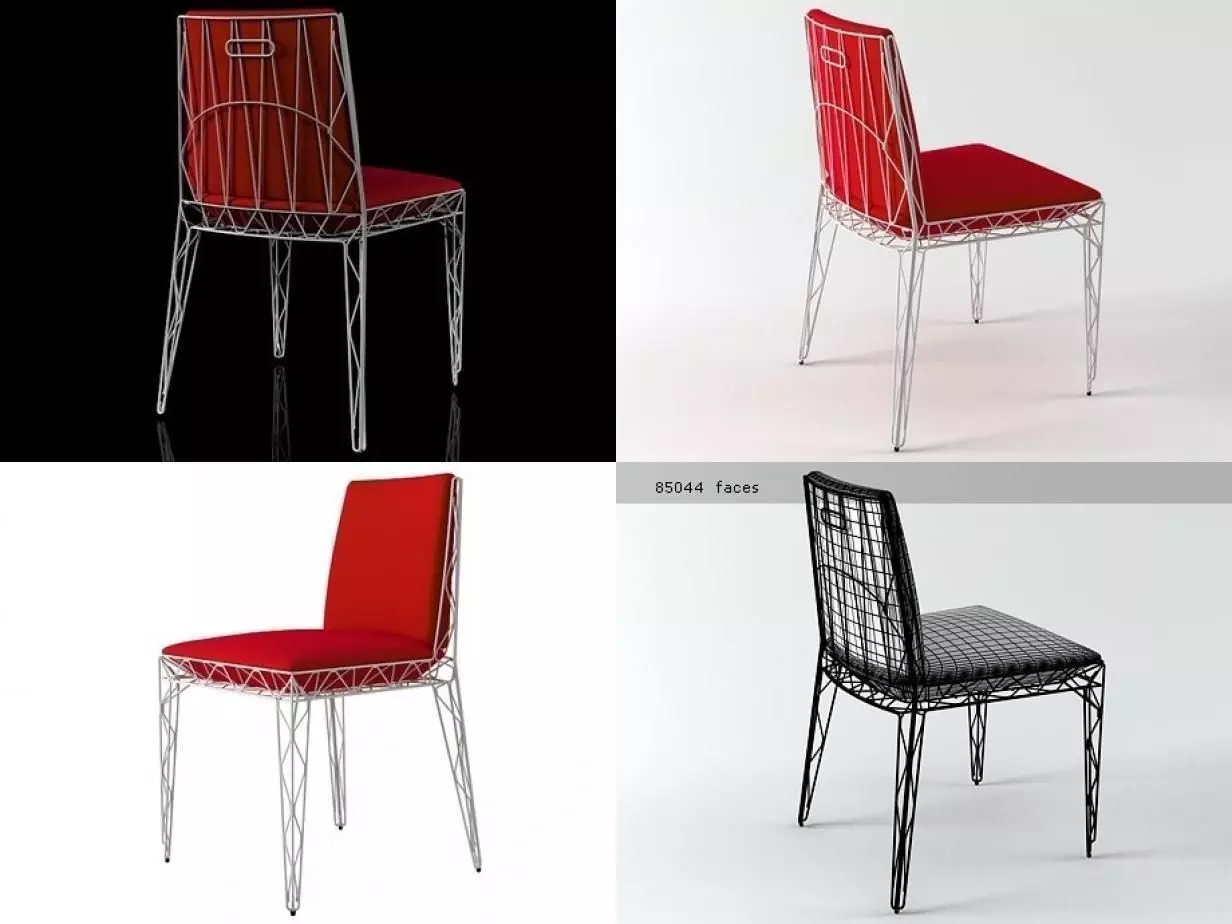 Naked wire chair 3D model_4