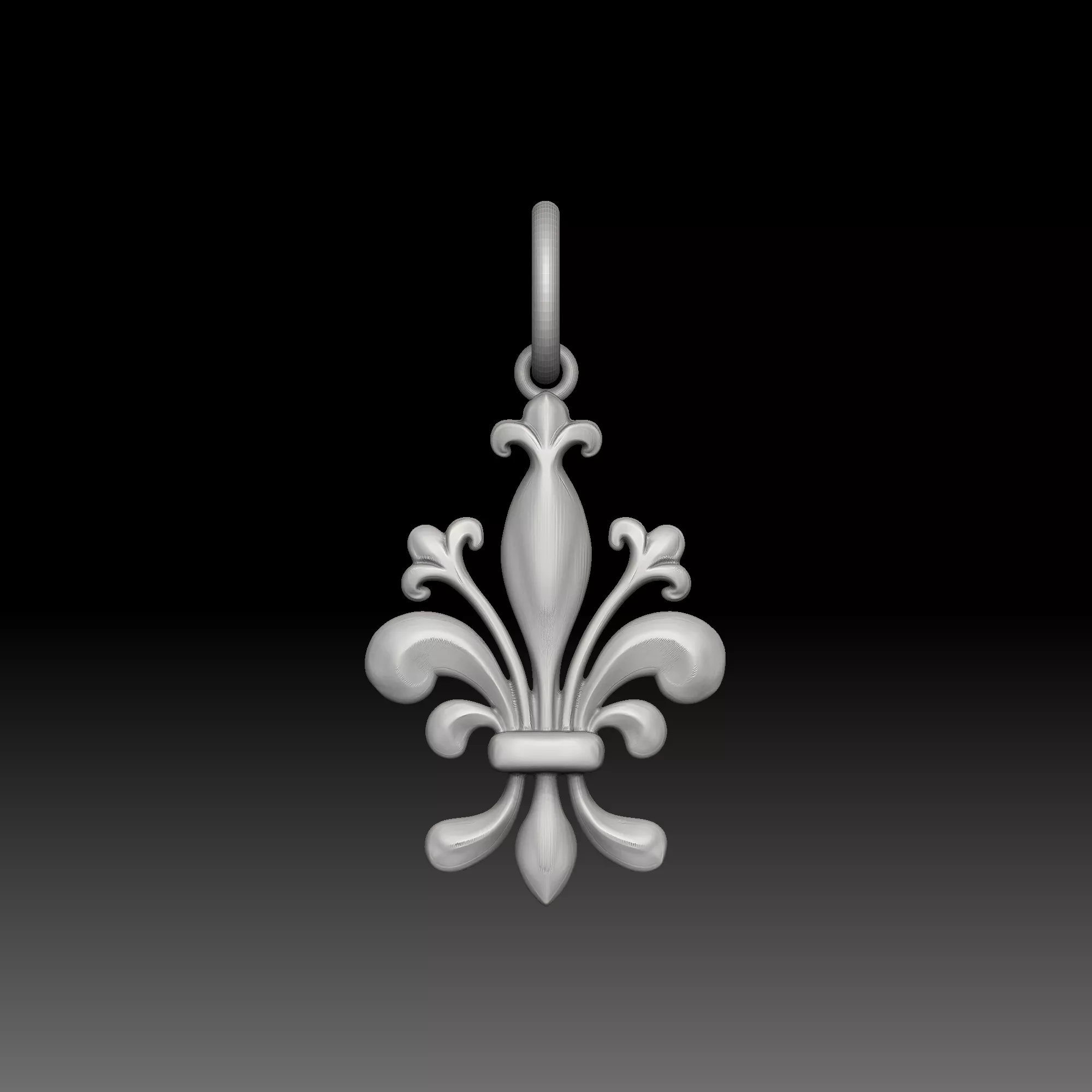 Fleur-de-lis Gothic- one inch pendant 3D print model