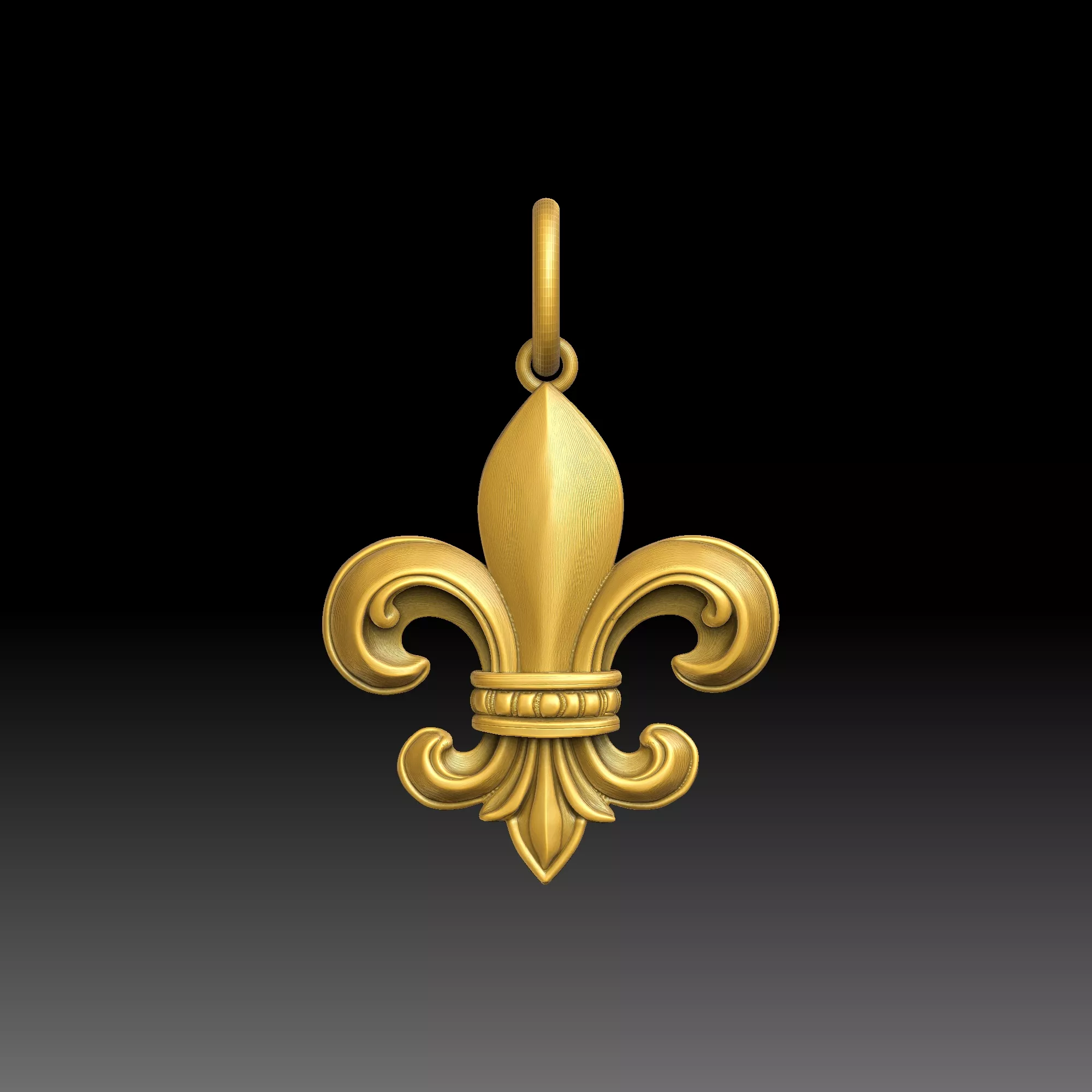 Fleur-de-lis Gothic- one inch pendant 3D print model