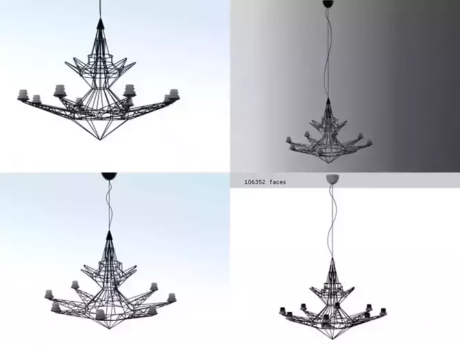 Lightweight four different chandeliers 3D model