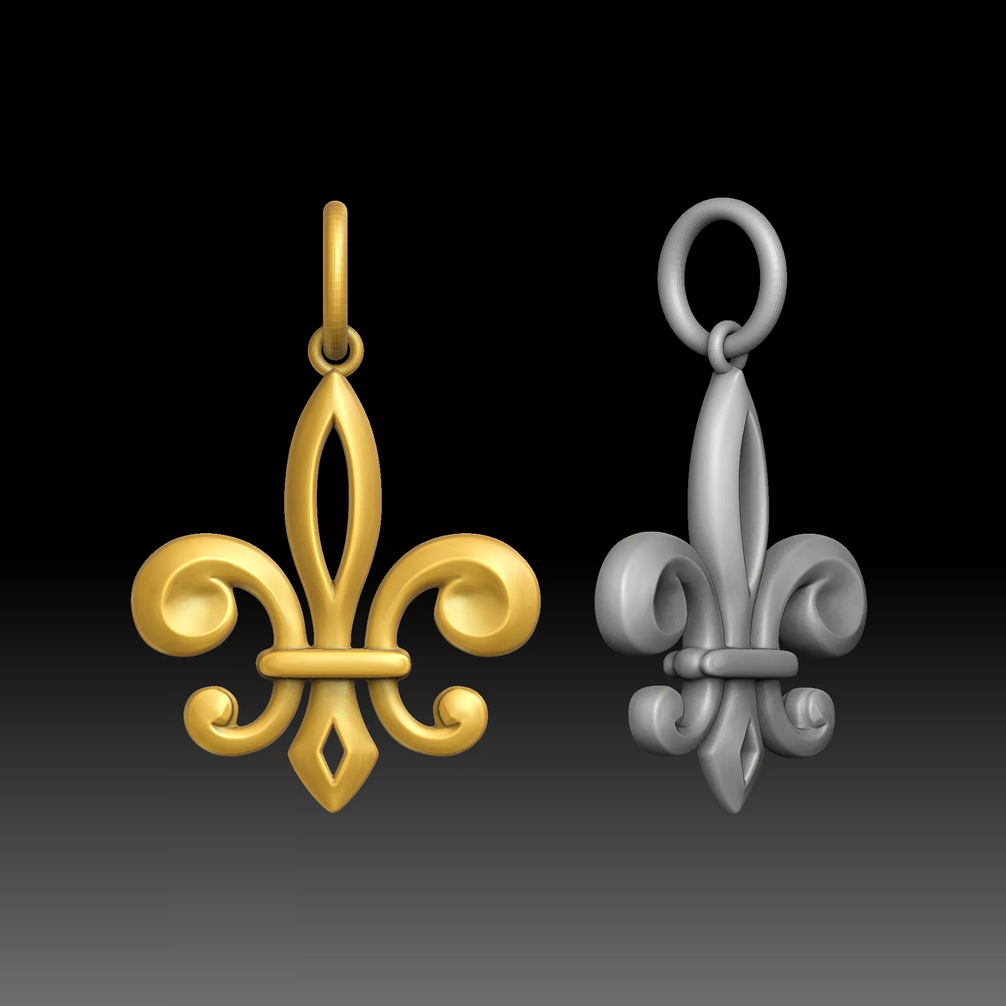 Fleur-de-lis Gothic- one inch pendant 3D print model