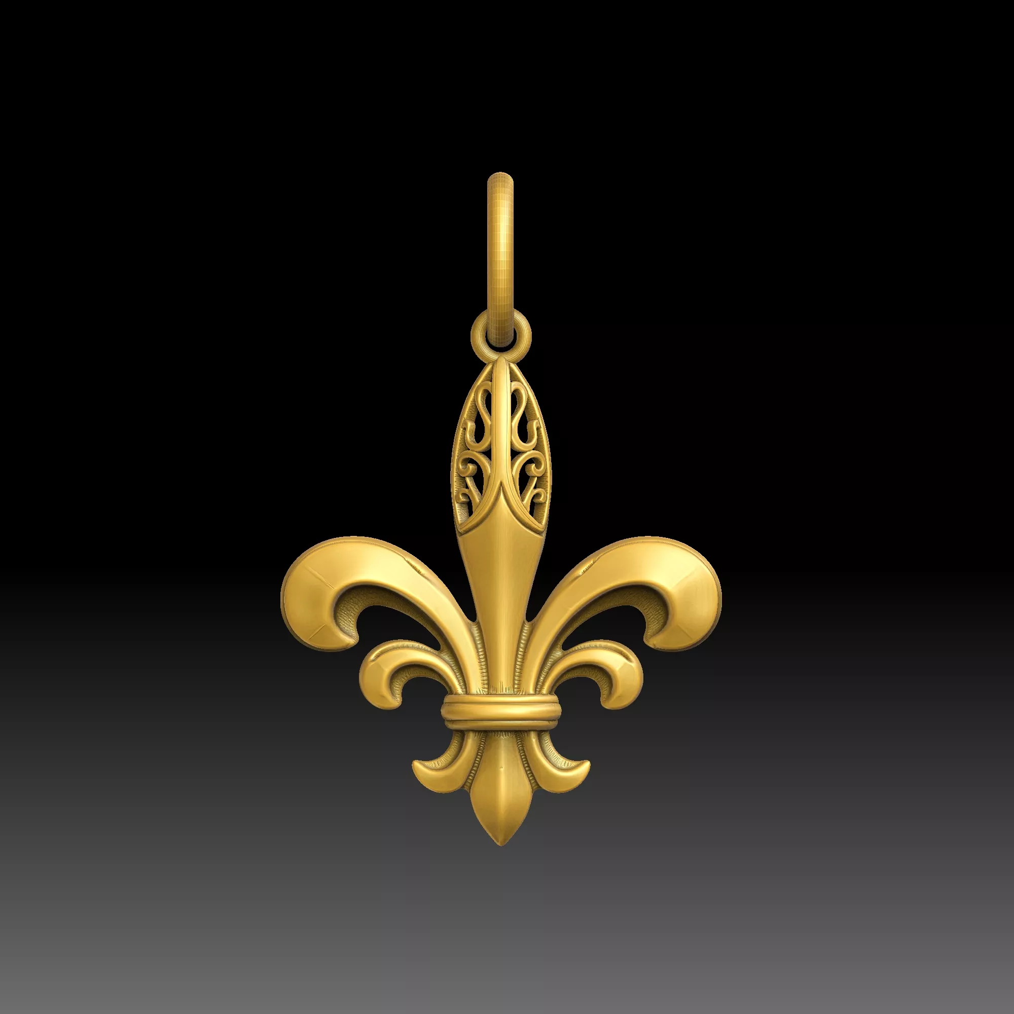 Fleur-de-lis Gothic- one inch pendant 3D print model