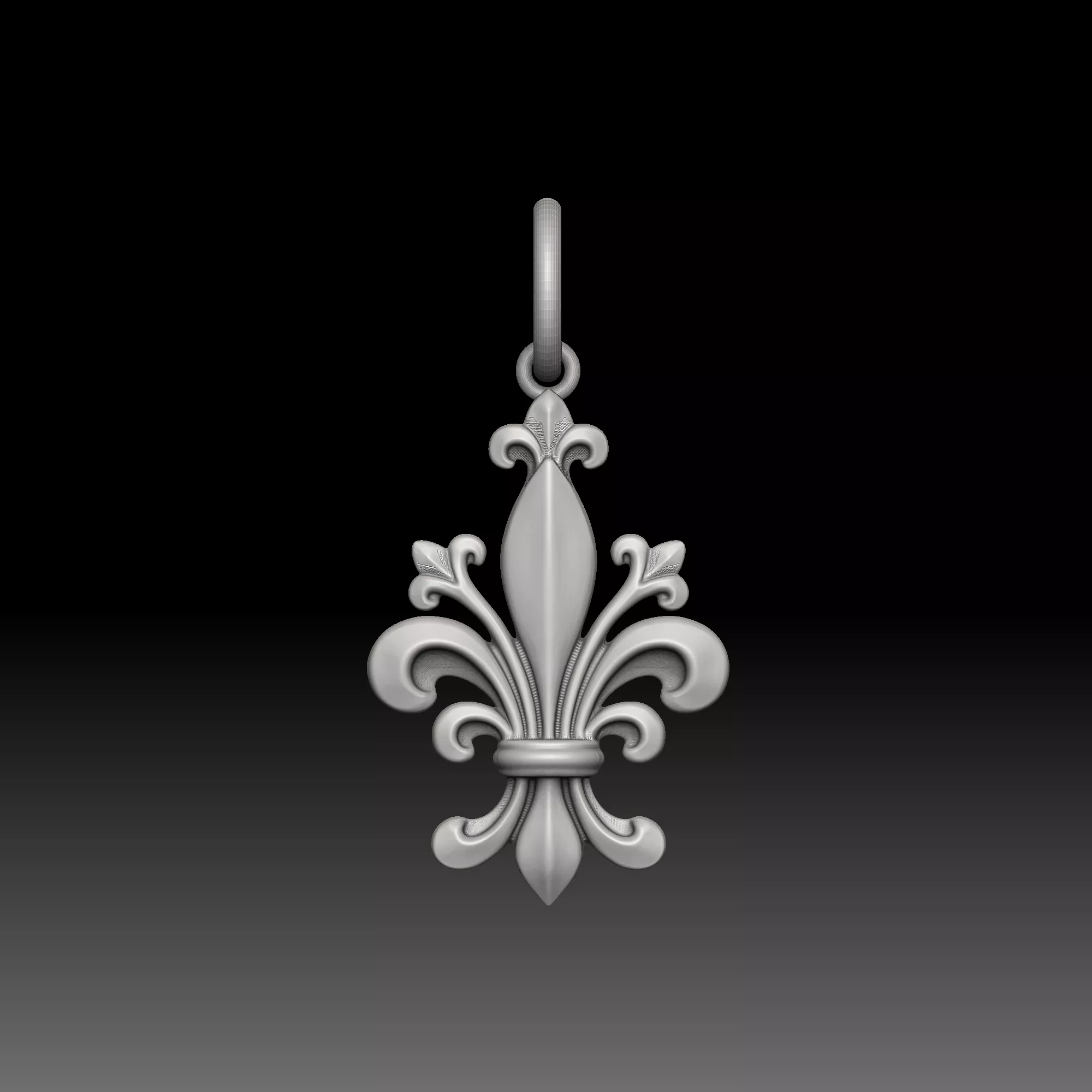 Fleur-de-lis Gothic- one inch pendant 3D print model