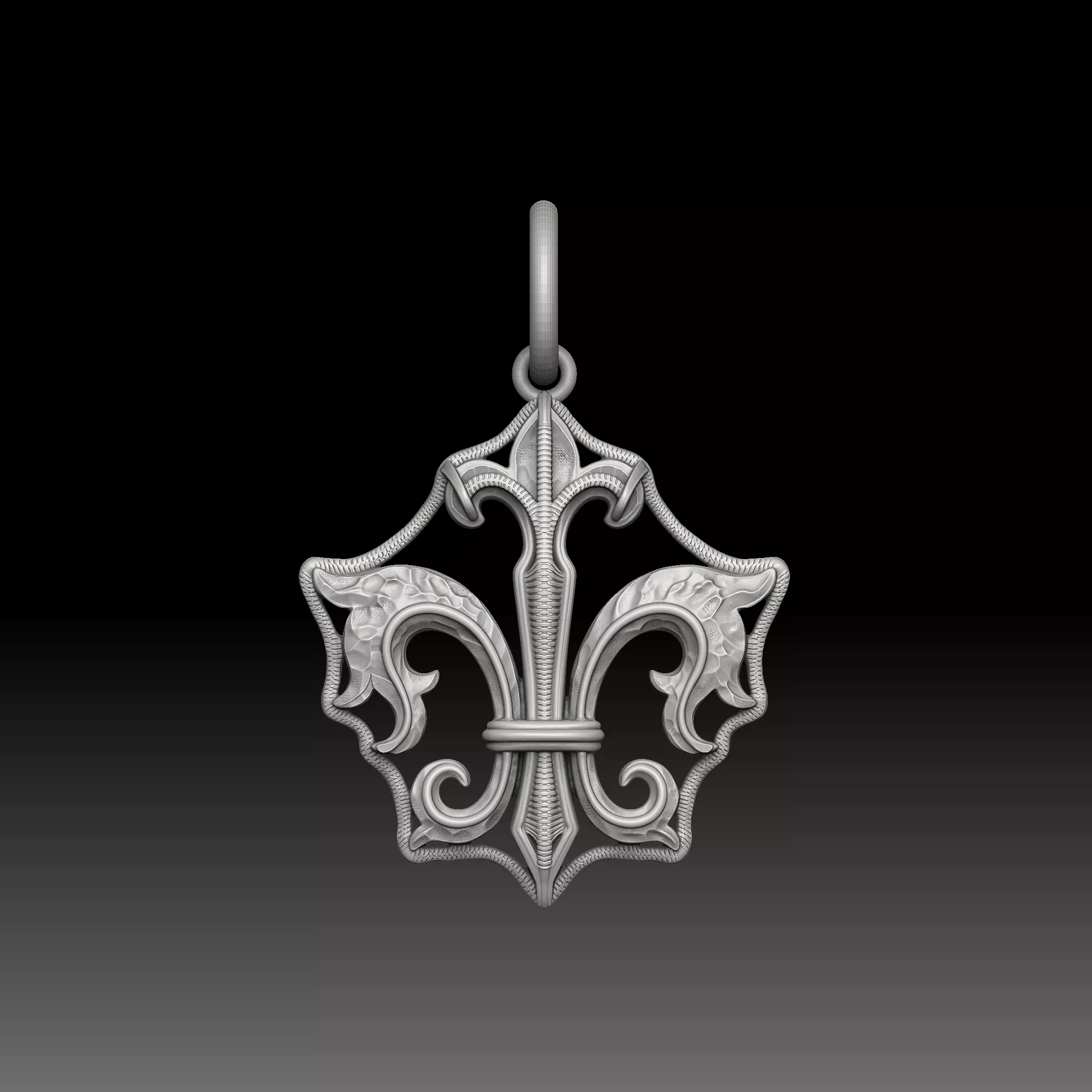 Fleur-de-lis Gothic- one inch pendant 3D print model