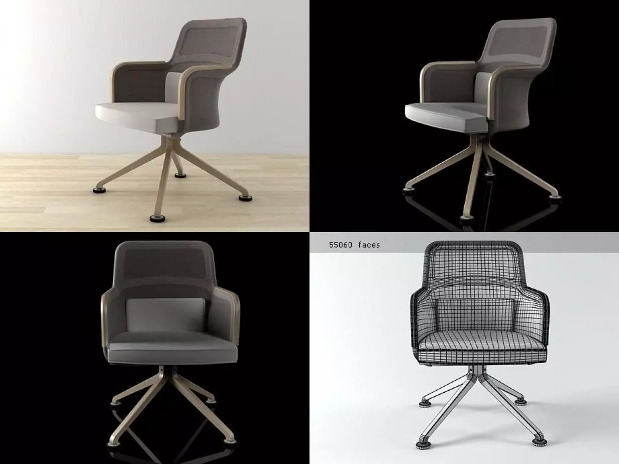 Taceo four different office chairs 3D model_0
