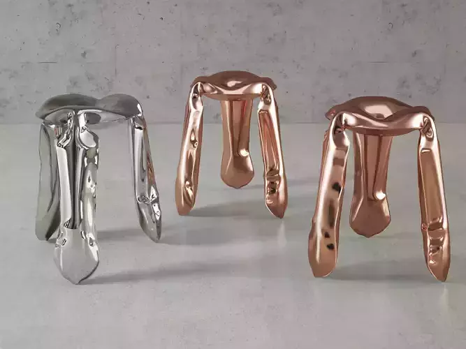 Plopp three stools made of metal and copper